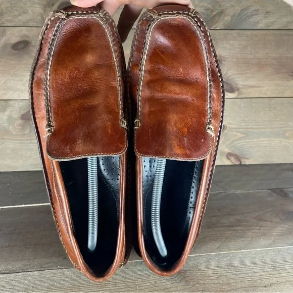 ll bean mens size 11 shoes brown leather slip on comfort loafers