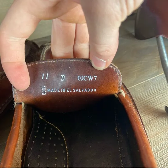 ll bean mens size 11 shoes brown leather slip on comfort loafers