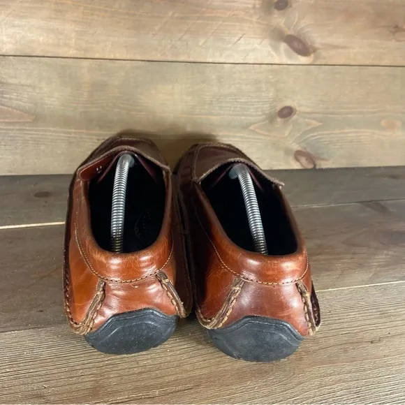 ll bean mens size 11 shoes brown leather slip on comfort loafers