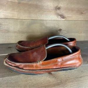 ll bean mens size 11 shoes brown leather slip on comfort loafers