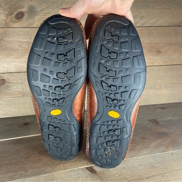 ll bean mens size 11 shoes brown leather slip on comfort loafers