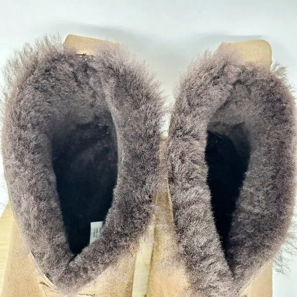 LL Bean Wicked Good Slipper Boots Women 11 Dark Brown Suede Shearling Shoes