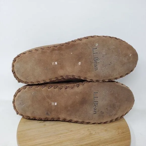 LL Bean Wicked Good Slipper Boots Women 11 Dark Brown Suede Shearling Shoes