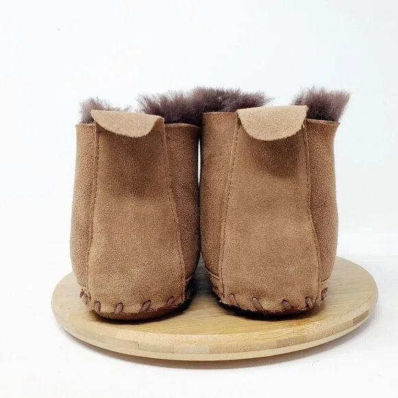 LL Bean Wicked Good Slipper Boots Women 11 Dark Brown Suede Shearling Shoes