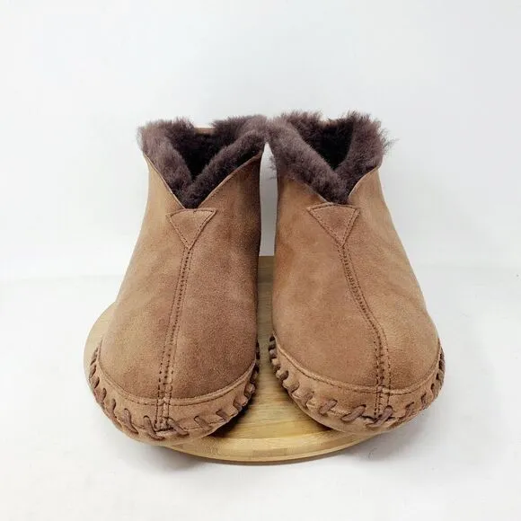 LL Bean Wicked Good Slipper Boots Women 11 Dark Brown Suede Shearling Shoes