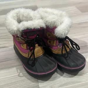 London Fog Toddler Girl's Pink Duck Toe Faux Fur Lined Snow Boots, Size 8