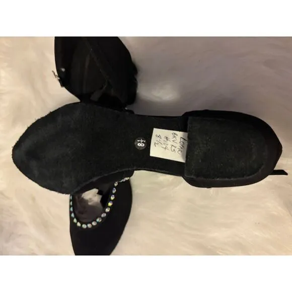 Lorna Black Suede Jeweled Shag Dance 2in Heel point toe Shoes