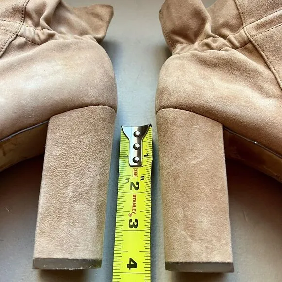 Louise Et Cie Taedin Tassel Soft KidSuede Tan Leather Heel Ankle Bootie Women 10