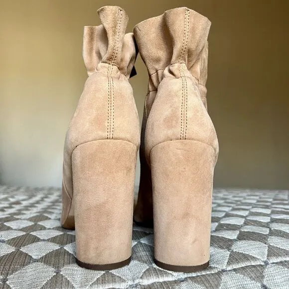 Louise Et Cie Taedin Tassel Soft KidSuede Tan Leather Heel Ankle Bootie Women 10
