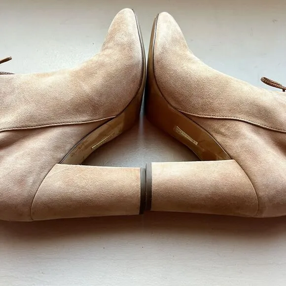 Louise Et Cie Taedin Tassel Soft KidSuede Tan Leather Heel Ankle Bootie Women 10