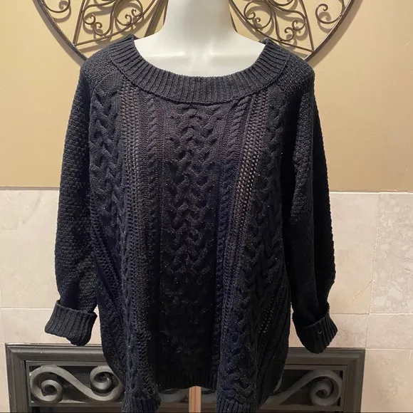 Lovers &amp; Friends Women’s Navy Cable Knit Sweater S