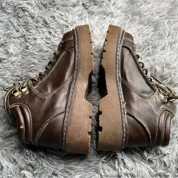 Lower East Side Boots Mens Size 7.5 Chunky Y2K Vintage Lace Up Brown
