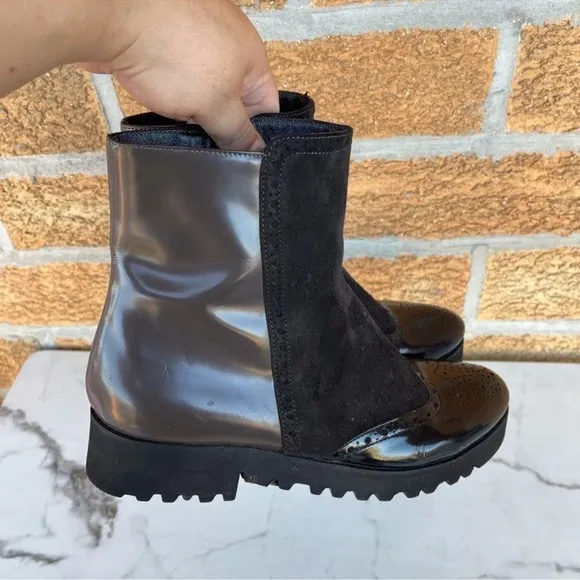 Luca Grossi suede patent leather boots 38.5