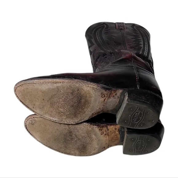 Lucchese 2000 men cowboy embroidered boots size 8
