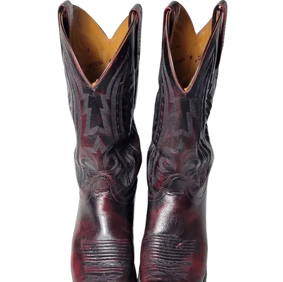 Lucchese 2000 men cowboy embroidered boots size 8