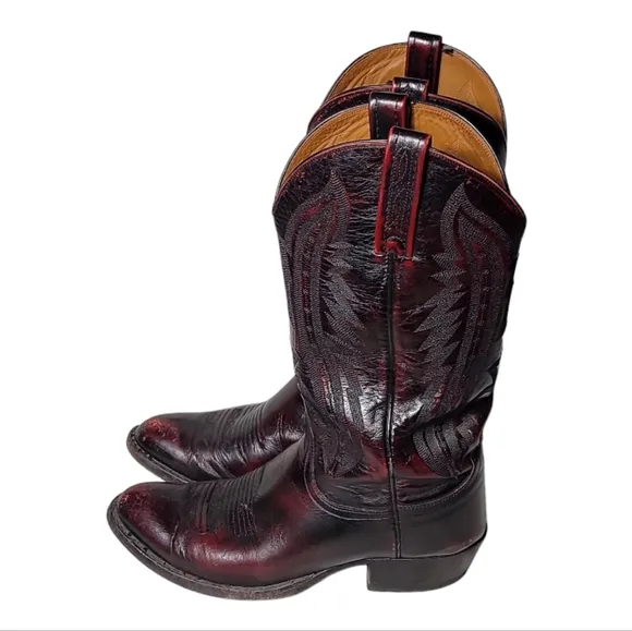 Lucchese 2000 men cowboy embroidered boots size 8