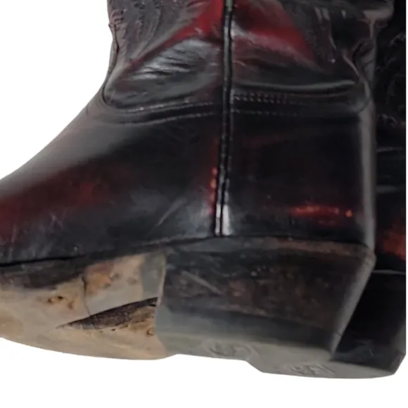 Lucchese 2000 men cowboy embroidered boots size 8