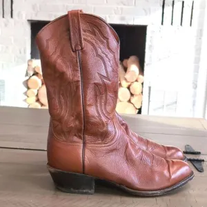 Lucchese 2000 T3097-R4 Men’s Lone Star Calf R-Toe Cowboy Boots Cognac Brown Sz …