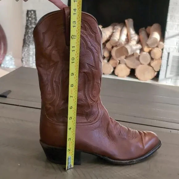 Lucchese 2000 T3097-R4 Men’s Lone Star Calf R-Toe Cowboy Boots Cognac Brown Sz …
