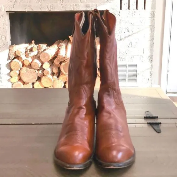 Lucchese 2000 T3097-R4 Men’s Lone Star Calf R-Toe Cowboy Boots Cognac Brown Sz …