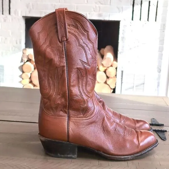 Lucchese 2000 T3097-R4 Men’s Lone Star Calf R-Toe Cowboy Boots Cognac Brown Sz …