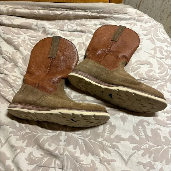Lucchese 33502 Comanche Western Cowboy Brown Leather Suede Boots Men’s 10.5 M