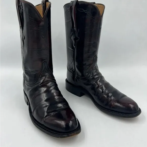 Lucchese Black Cherry Handmade Cowboy Boots Women's Sz7