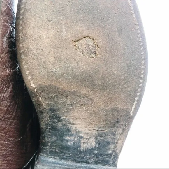 [Lucchese] brown ostrich leather roper western cowboy boot size 9B extra narrow