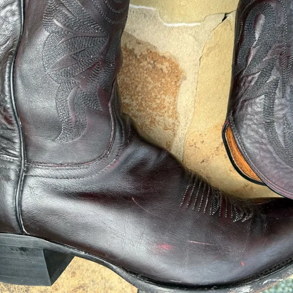 Lucchese Men’s Black 1883 Cherry Leather Carson Western/Boots Sz 10D M1021 R4