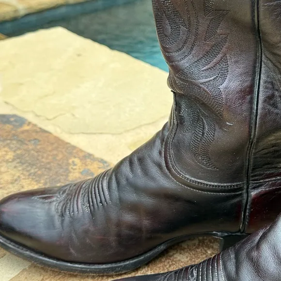Lucchese Men’s Black 1883 Cherry Leather Carson Western/Boots Sz 10D M1021 R4