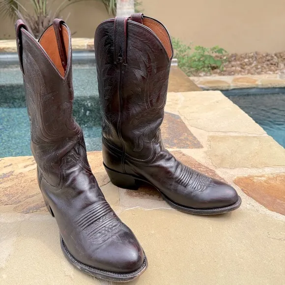 Lucchese Men’s Black 1883 Cherry Leather Carson Western/Boots Sz 10D M1021 R4