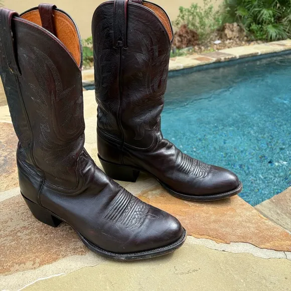 Lucchese Men’s Black 1883 Cherry Leather Carson Western/Boots Sz 10D M1021 R4