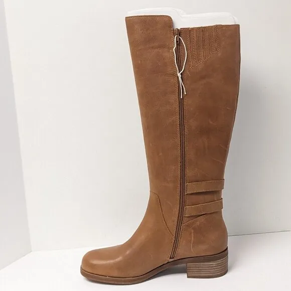 Lucky Brand Izbella Riding Boots, Latte Leather, Women's 10