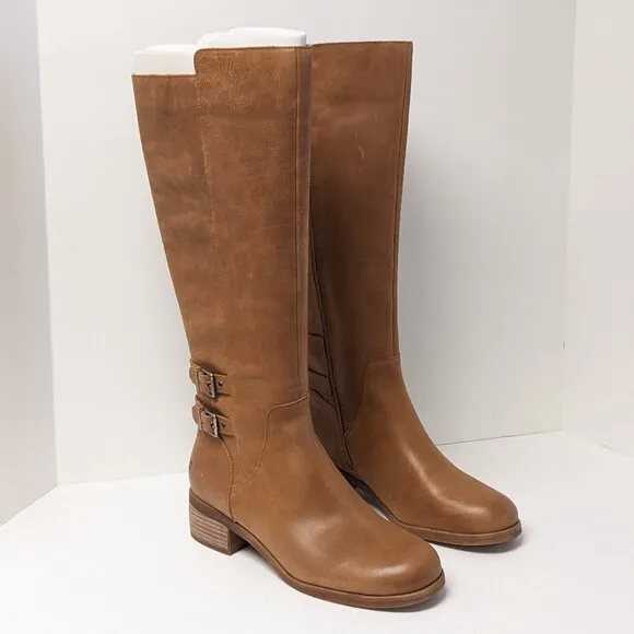 Lucky Brand Izbella Riding Boots, Latte Leather, Women's 10