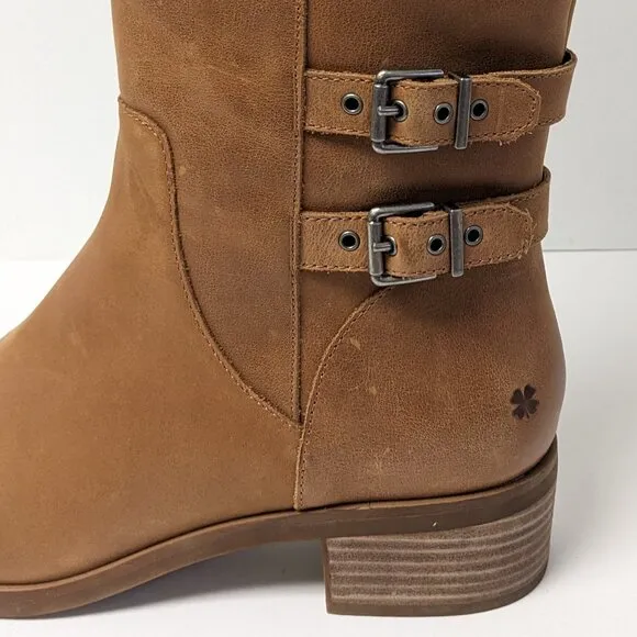 Lucky Brand Izbella Riding Boots, Latte Leather, Women's 10