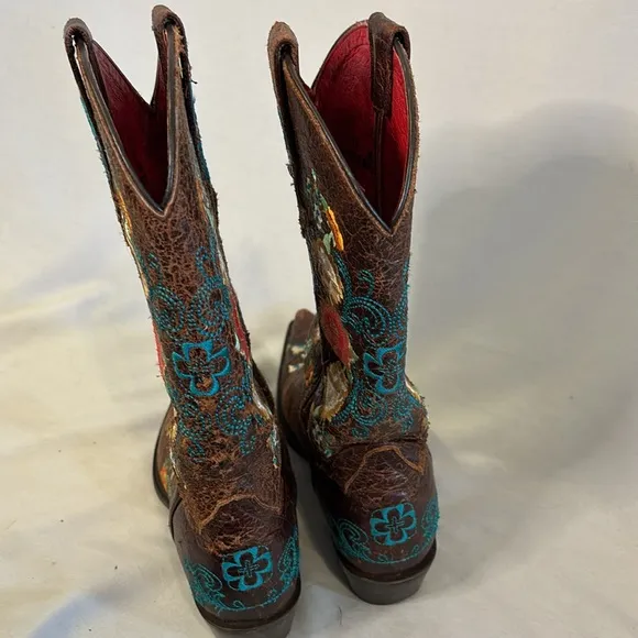 Macie Bean Embroidered Brown Cowboy Boots Western Women 7.5 Rose Garden