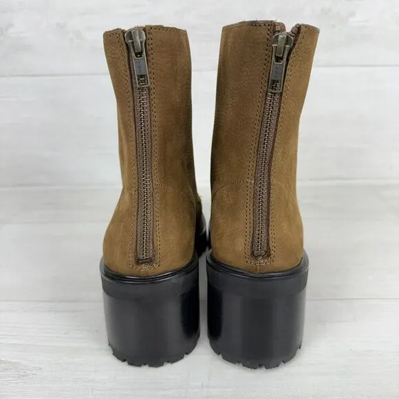 Madewell The Bradley Lugsole Combat Boots Women 9 Brown Leather Chunky Lace Up
