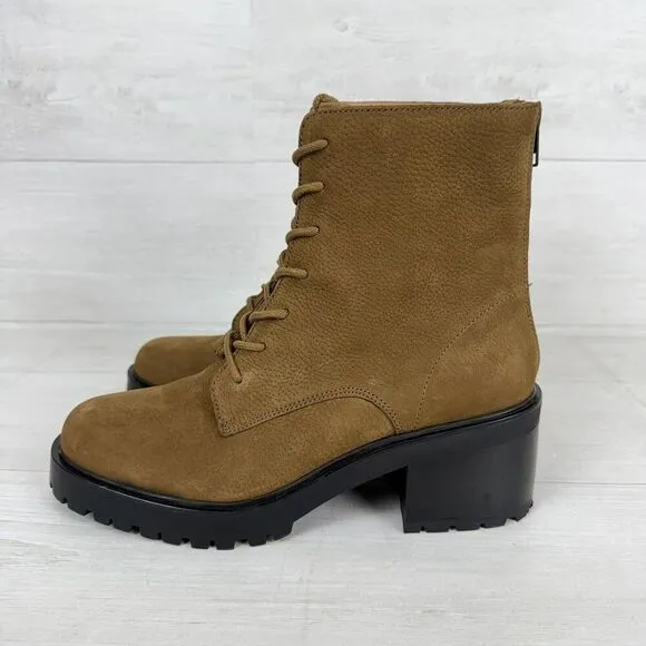 Madewell The Bradley Lugsole Combat Boots Women 9 Brown Leather Chunky Lace Up