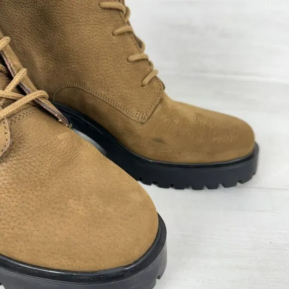 Madewell The Bradley Lugsole Combat Boots Women 9 Brown Leather Chunky Lace Up