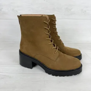 Madewell The Bradley Lugsole Combat Boots Women 9 Brown Leather Chunky Lace Up