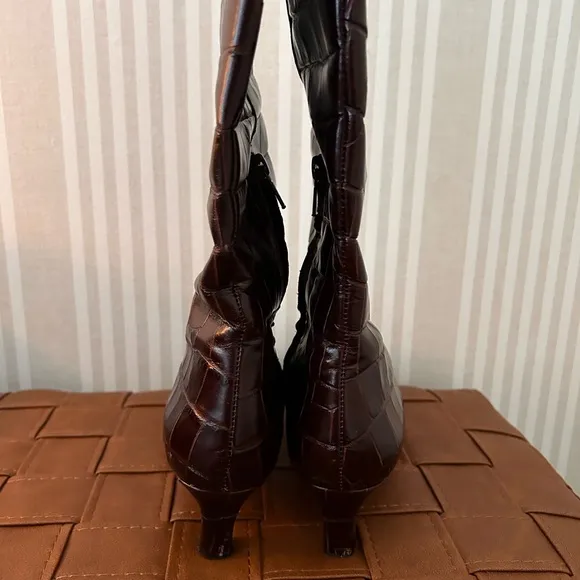 Madewell The Dimes Leather Kitten-Heel Knee Boot Chocolate Raisin Women Size 7