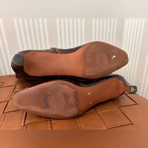 Madewell The Dimes Leather Kitten-Heel Knee Boot Chocolate Raisin Women Size 7