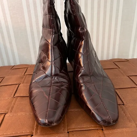Madewell The Dimes Leather Kitten-Heel Knee Boot Chocolate Raisin Women Size 7