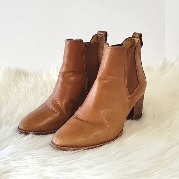 Madewell The Regan boot in brown leather  pull-on, block heel  Women’s Size 7