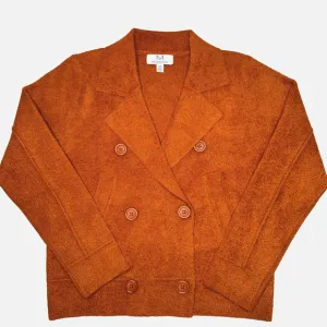 Magaschoni Blazer Womens Size S Burnt Orange Double Breast Super Soft Jacket
