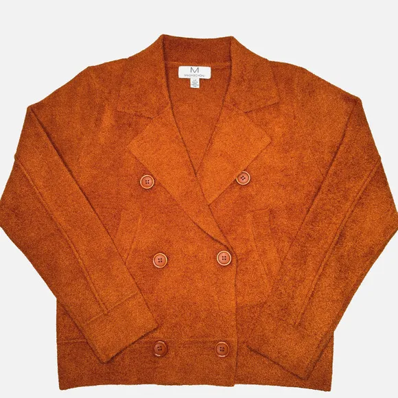Magaschoni Blazer Womens Size S Burnt Orange Double Breast Super Soft Jacket