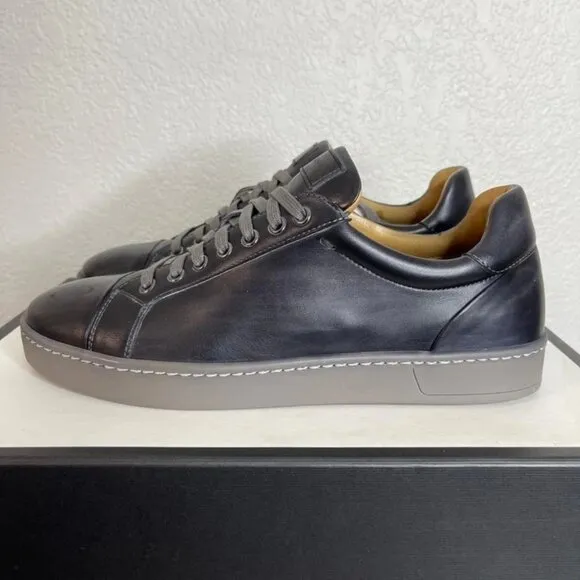 Magnanni Caitin Lo Moka Grey Leather Cap Toe Casual Sneaker Shoes Men's Size 8 M