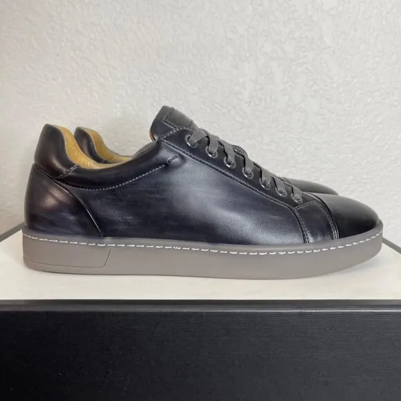 Magnanni Caitin Lo Moka Grey Leather Cap Toe Casual Sneaker Shoes Men's Size 8 M