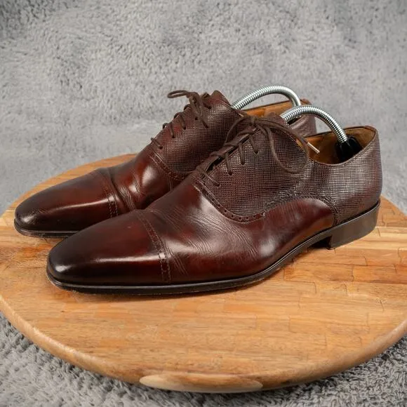Magnanni Cap Toe Oxford Deep Brown Tobacco Leather 20206 Men Sz 10 M