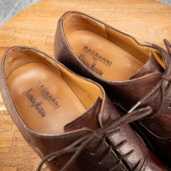 Magnanni Cap Toe Oxford Deep Brown Tobacco Leather 20206 Men Sz 10 M